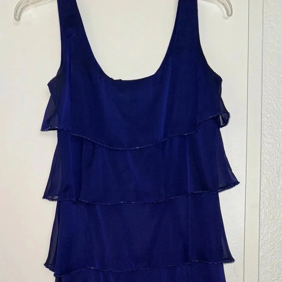 PATRA ROYAL BLUE SLEEVELESS RUFFLED LAYERED TIER BEADED DRESS SOPHISTICATED SZ 4 - Picture 5 of 5